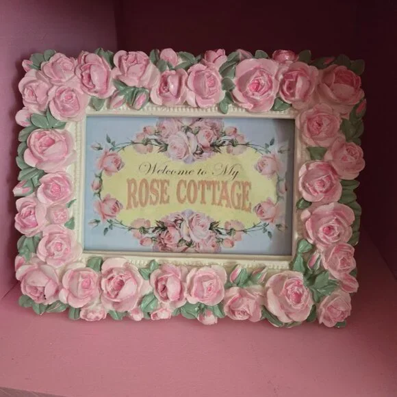 Pink Rose Picture Frame Cottagecore Romantic Wedding Gift Rose Gardener - Picture 4 of 10